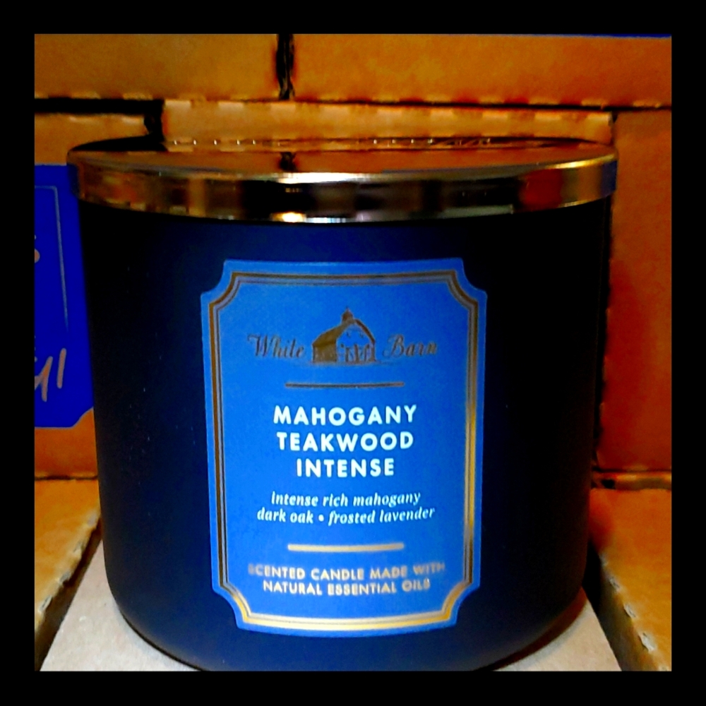Bath & Body Works White Barn 3-Wick Mahogany Teakwood INTENSE 14.5 oz. candle